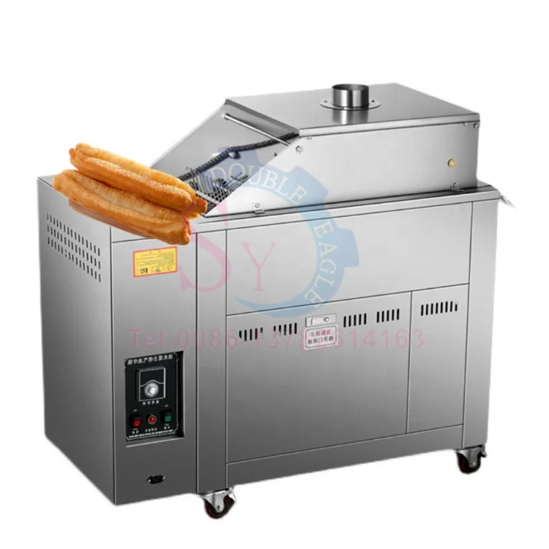 

Large Commercial Stainless Steel Automatic Discharging Fried Dough Sticks Deep-Fryer Chinese Doughnut Frying Machine