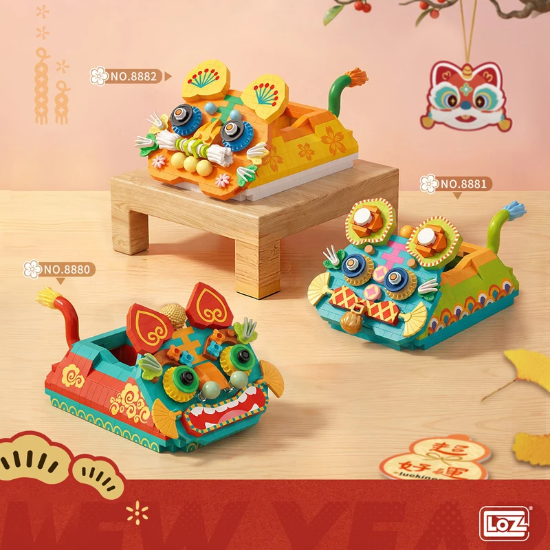 LOZ Micro-Drill Particle Model Assembly Toy Tiger Head Shoes Creative Ornament MOC Building Blocks Kids Birthday Toy Gift