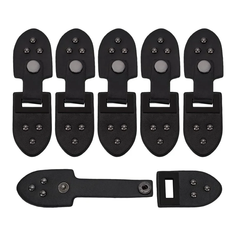 FX-6 Pack Cape Cloak Clasp Metal Leather Buckles Black PU Alloy خياطة على تبديل أقفال المحفظة الجلدية