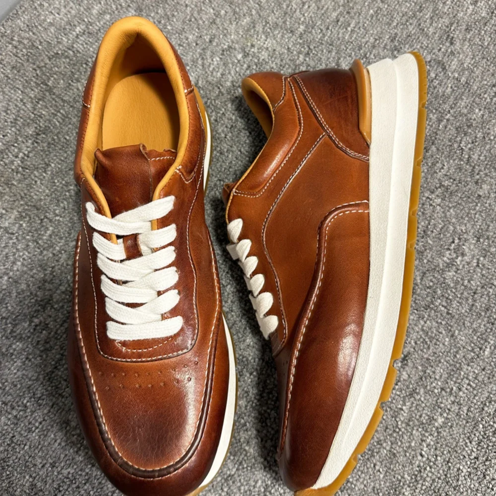 أحذية كاجوال مصنوعة يدويًا من جلد الحصان - أحذية رياضية كاجوال كاجوال كلاسيكية جديدة للرجال من الجلد بمقدمة مستديرة قابلة للتنفس للرجال #3