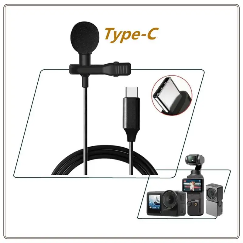 ميكروفون لافالير موثوق به لجيب DJI 3/Action4/3/2 ميكروفون بمشبك طوق، ميكروفون مكثف لافالير لـ DJI