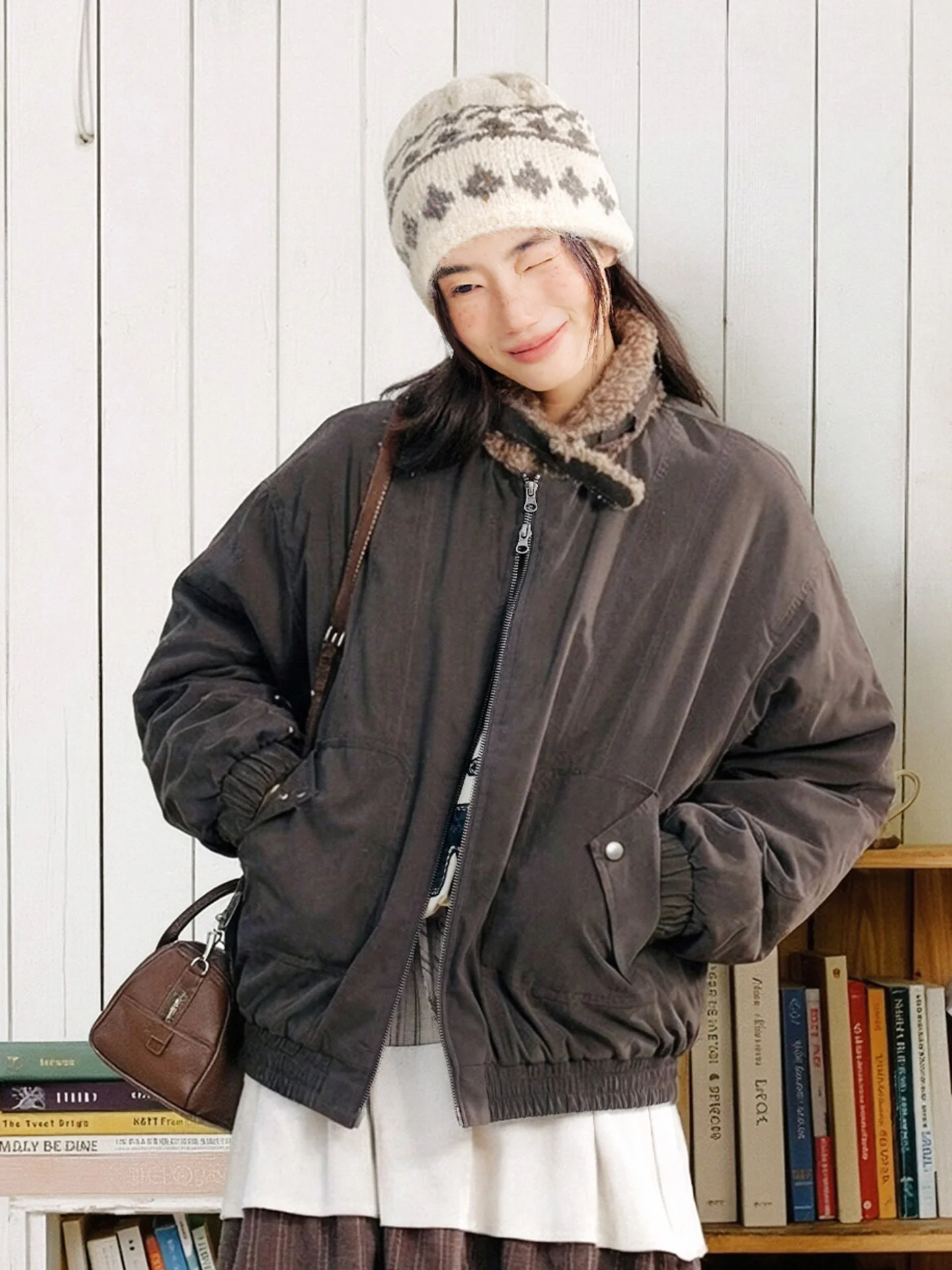 

Женская ретро-куртка Octopusme из хлопка на осень-зиму, теплая, с меховым воротником, утолщенная, на молнии, короткая, хлопковая одежда