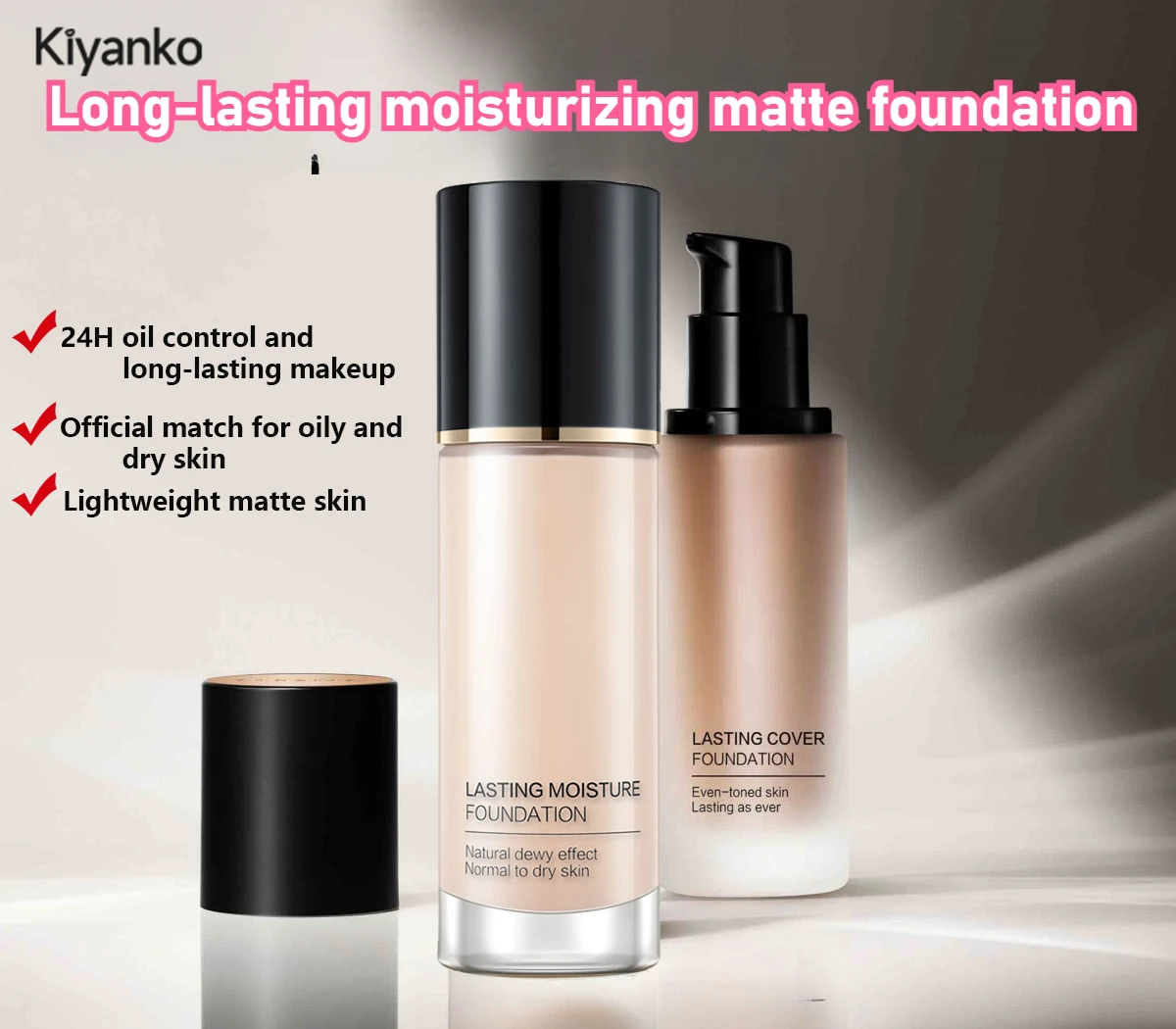 Long-lasting moisturizing matte Foundation 24H oil control, no darkening, whitening and oil control rare beauty cosmetics