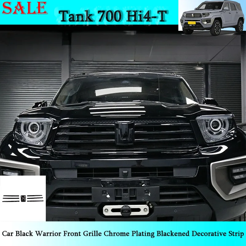 

Fit for GWM Tank 700Hi4-T Car Black Warrior Front Grille Chrome Plating Blackened Decorative Strip Motorcar Exterior Accessories