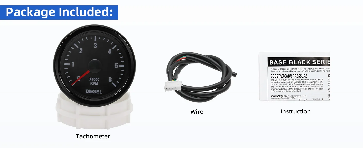 52mm Auto Tachometer Gauge 0-6000 RPM Tacho Meter Mit Weiß Hintergrundbeleuchtung Für 1-20 Zylinder Für Diesel motor Auto 12V Angepasst – Detail 4