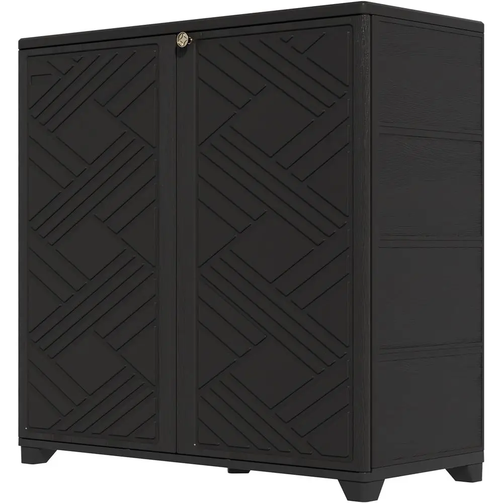 

Versatile HDPE Plastic Storage Cabinet, 34x15x34 with Door and Shelf, Ideal for Home and Outdoor Use, Black