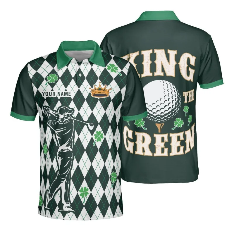 St. Patrick's Day Pattern Polo Shirt For Men Customized Golf 3D Printed T-Shirts Summer Short Sleeve Lapel Tops Unisex Sport Tee