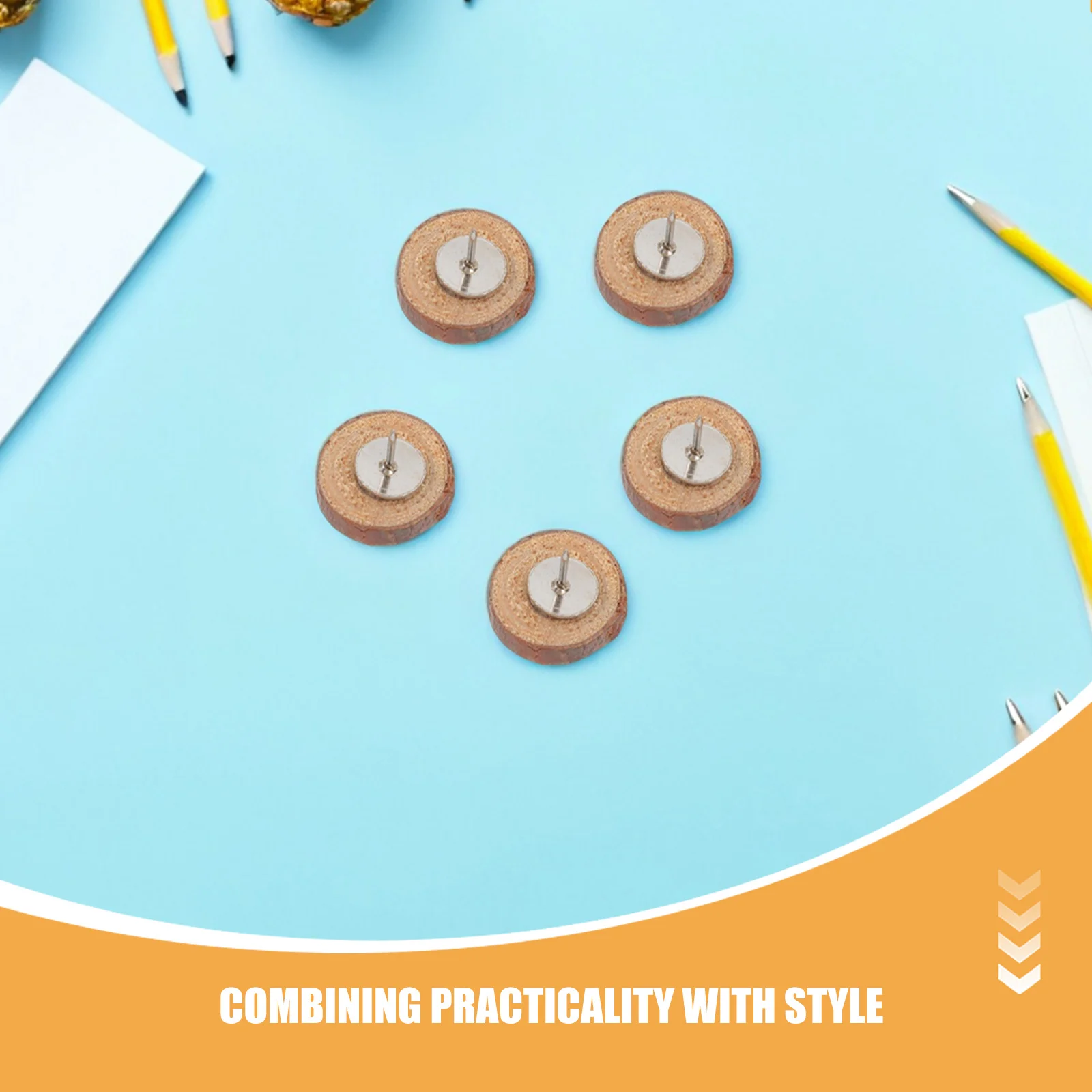 80Pcs Decorative Wooden Push Pins Flat Head Thumb Tacks for Bulletin Board Whiteboard Drawing Board Notes Documents Display