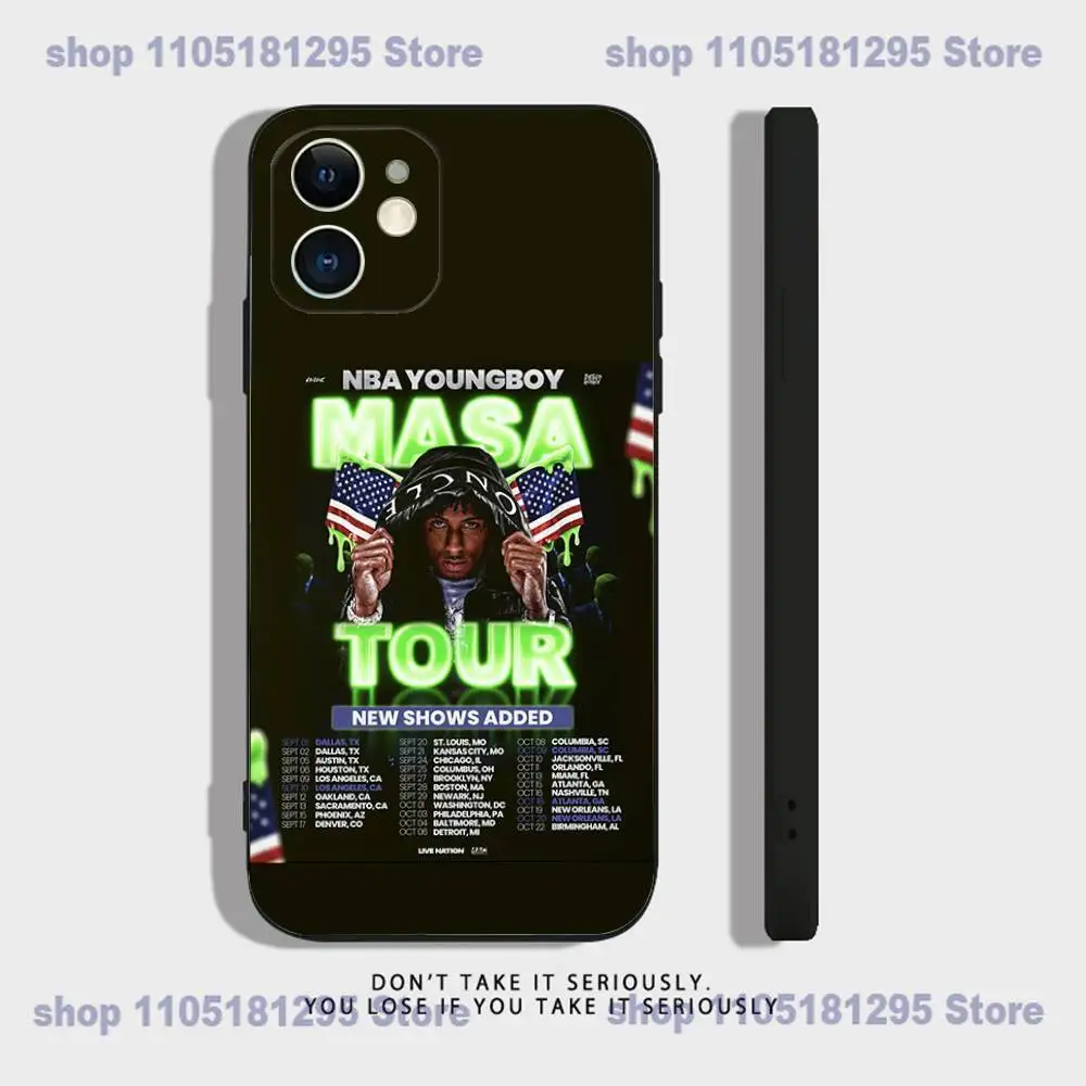 2025 YoungBoy Never Broke Again Tour جراب هاتف آيفون 17,16,15,14,13,12,11,XR,Pro,XS,Max,XR,Mini سيليكون أسود مقاوم للصدمات #4