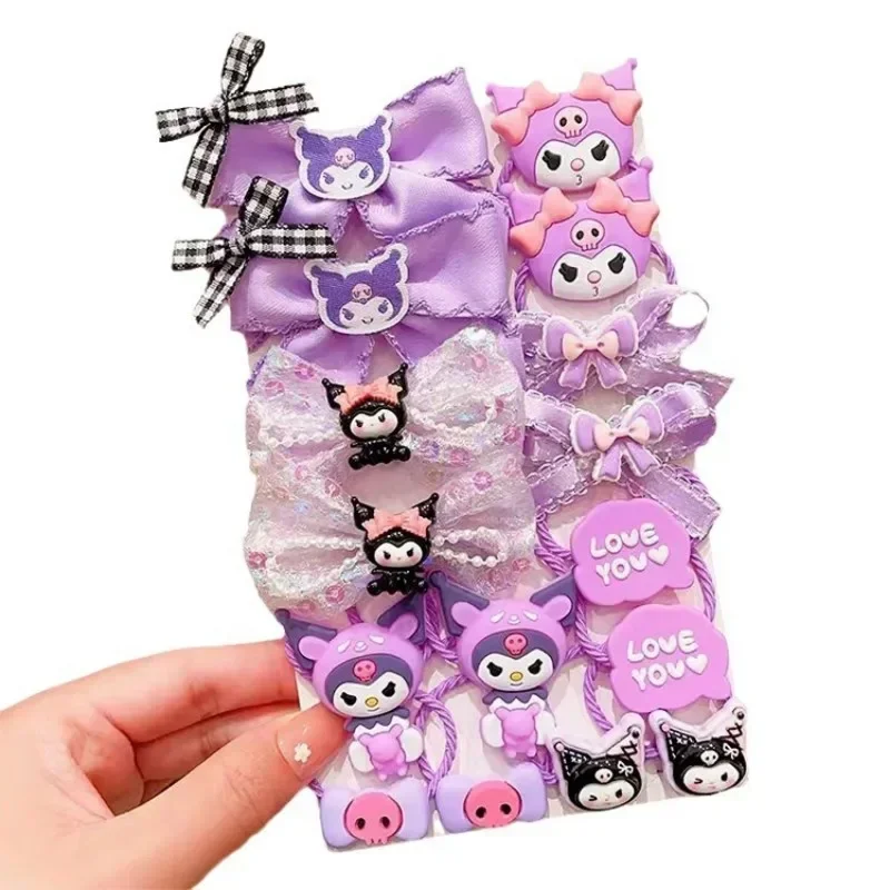 18pcs Sanrio Hello Kitty Hair Rope Anime Cartoon Cute My Melody Kuromi Hair Accessories Hair Circle Girl&Child Holiday Gifts