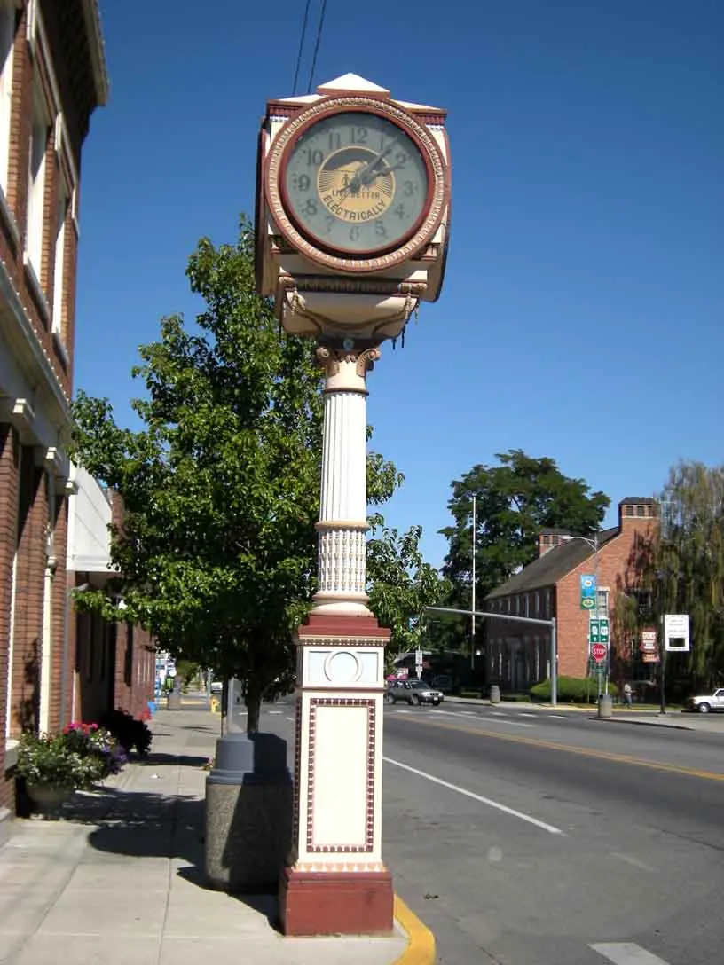 Double-sided electric street clock sand-proof luminous panel with contemporary needle display lighting chime