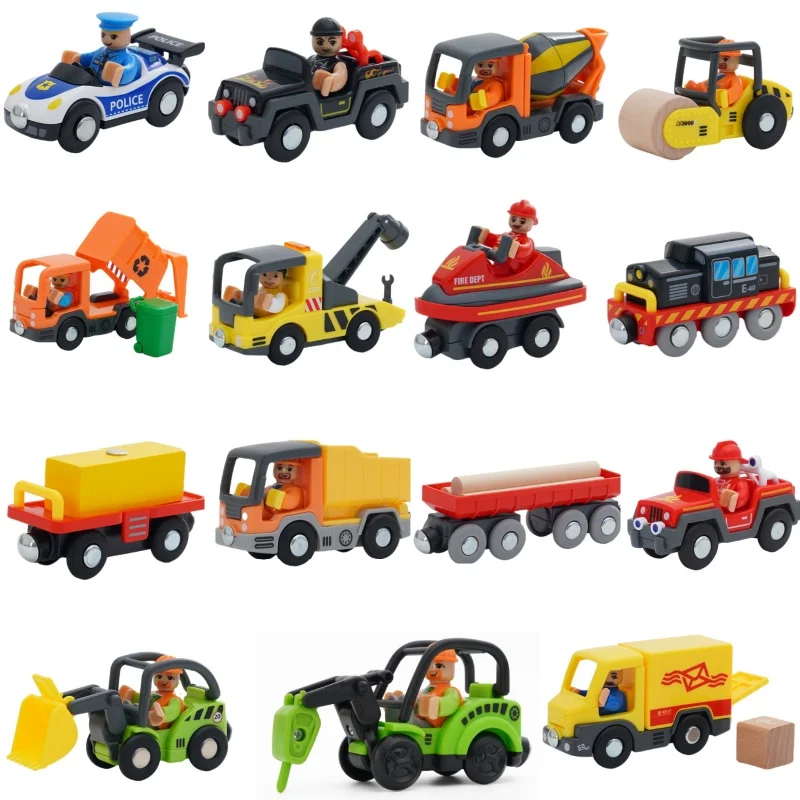 Wood Magnetic Train Track Magnetic Cars Multi-Purpose Vehicles Compatible Brand Wooden Scene Track Car Toys Children's Gifts