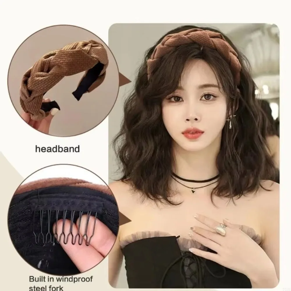 Cute Long Wavy Curly Headband Hair Extension Natural Hairpieces Synthetic U-Shape Hair Band Women