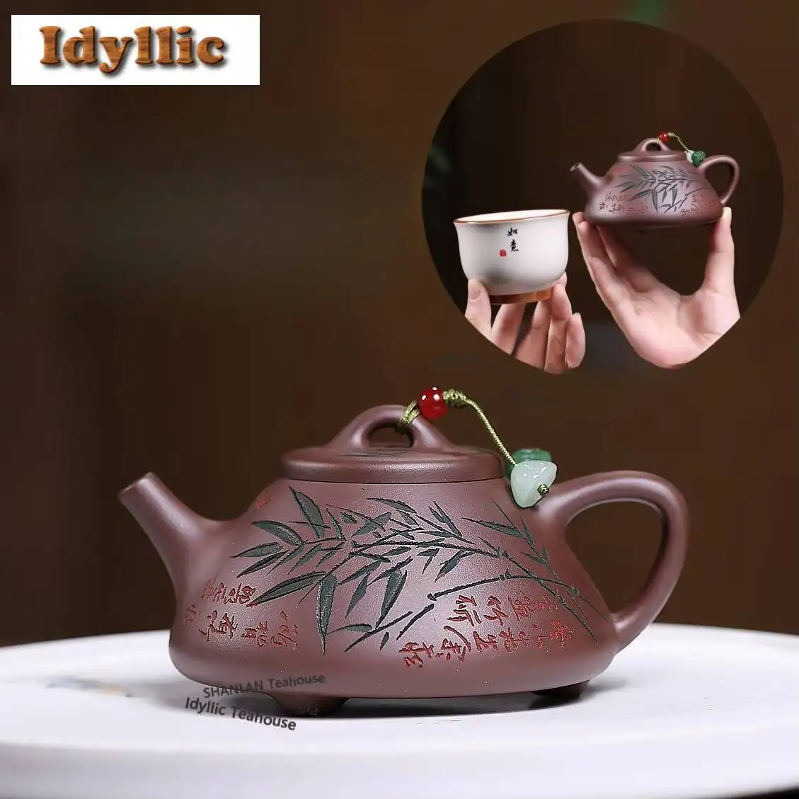 160ml High-end Yixing Purple Clay Teapots Handmade Bamboo Shadow Pot Raw Ore Dicaoqing Mud Tea Infuser Kettle Zisha Tea Set Gift