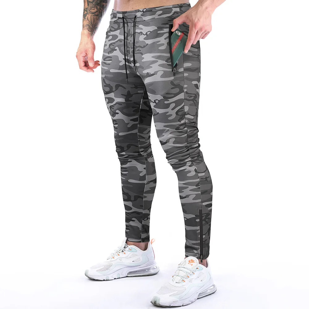 

Mens Sport Trousers Camo Black GYM Track Sweatpants Joggers Casual Training Workout Zipper Pocket Fitness Male Running Pants