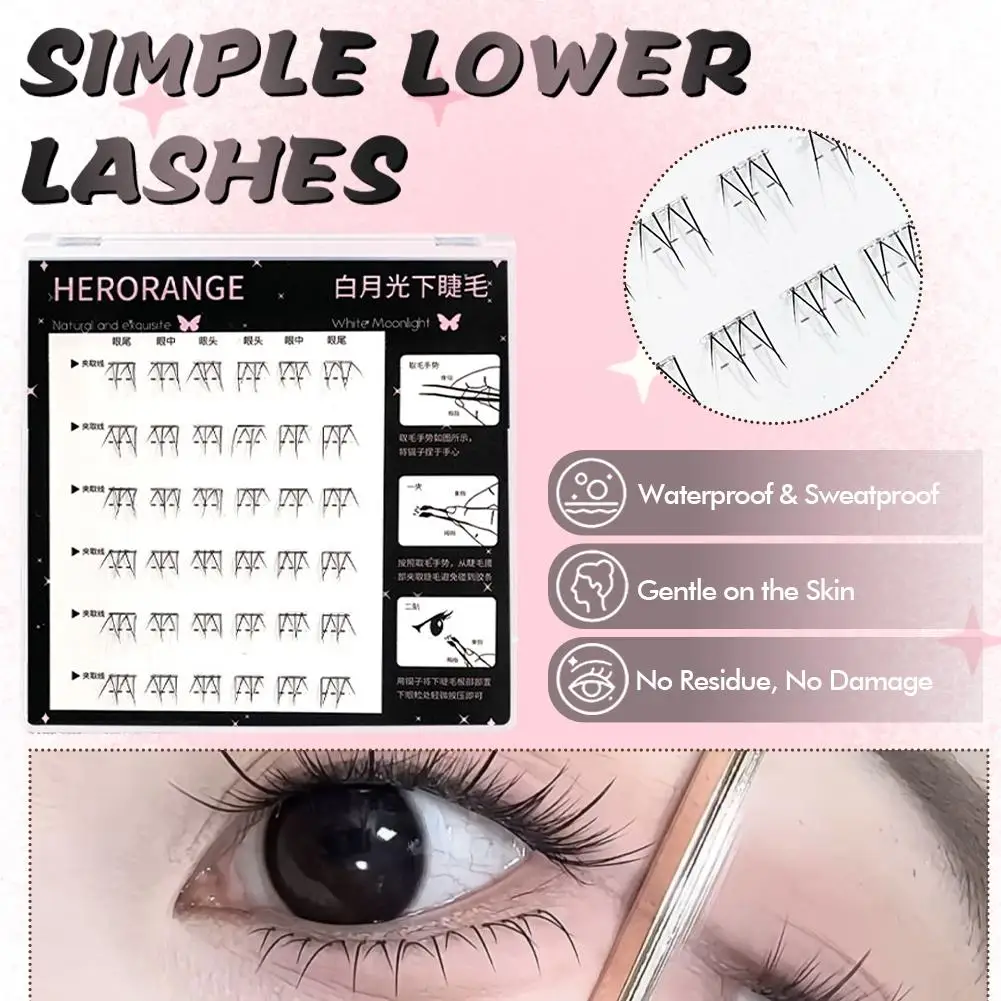 Glue-Free Self-Adhesive Lower Lashes 36 Clusters Natural Artificial Realistic Eye Segmented Eyelashes Black Makeup False R5I6