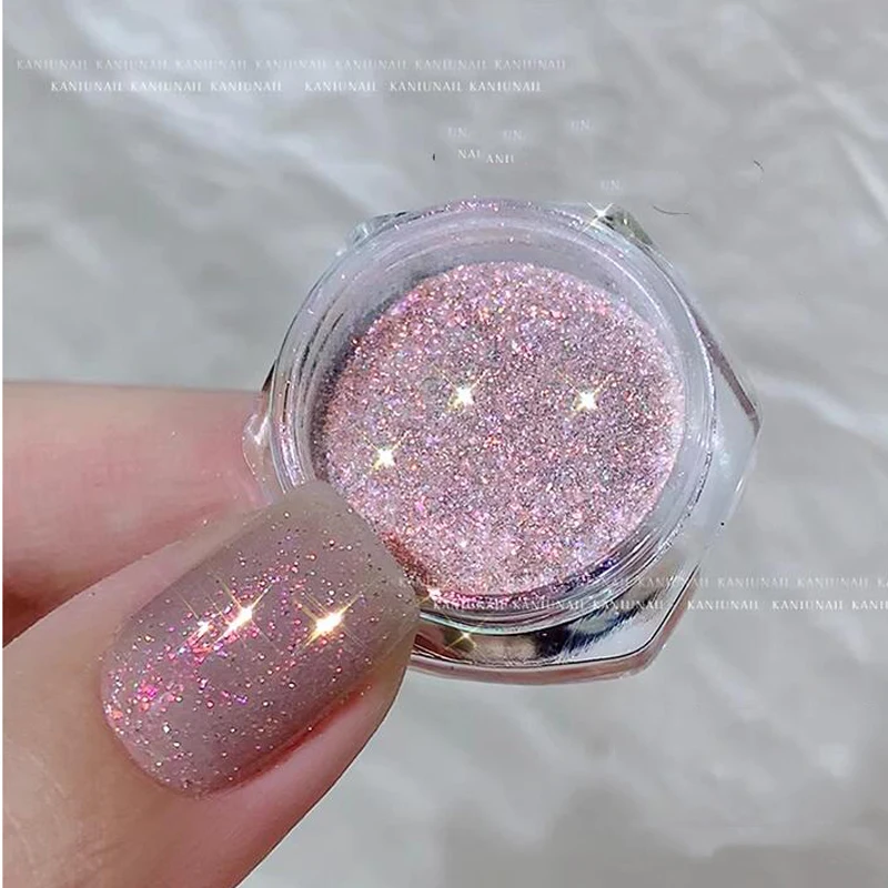 1 słoik Crystal Diamond Aurora Powder Nail Art Sparkling Glitter Holographic Bright Shining Dust for Acrylic Nails Chameleon Powder