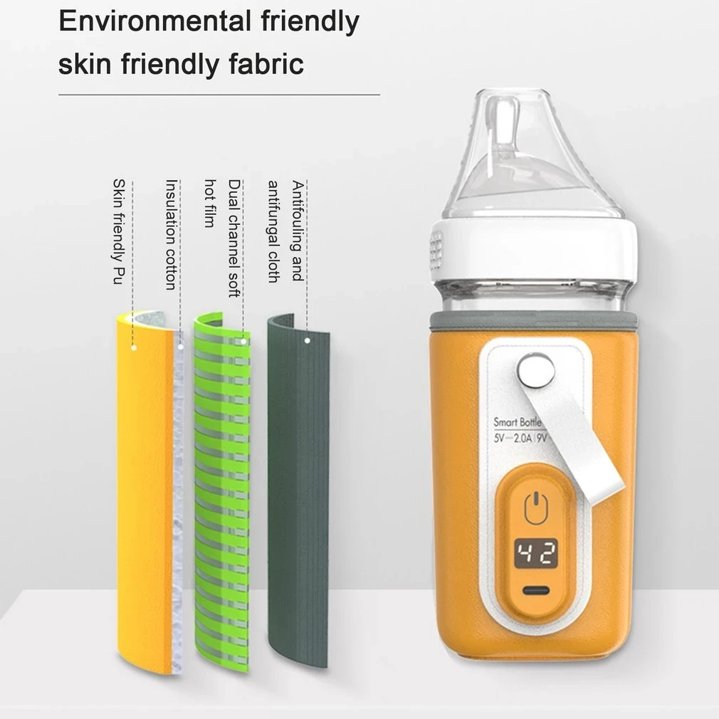 USB 충전 아기 젖병 보온병 가방, 따뜻한 물용 보온 커버, 휴대용 유아 여행 액세서리