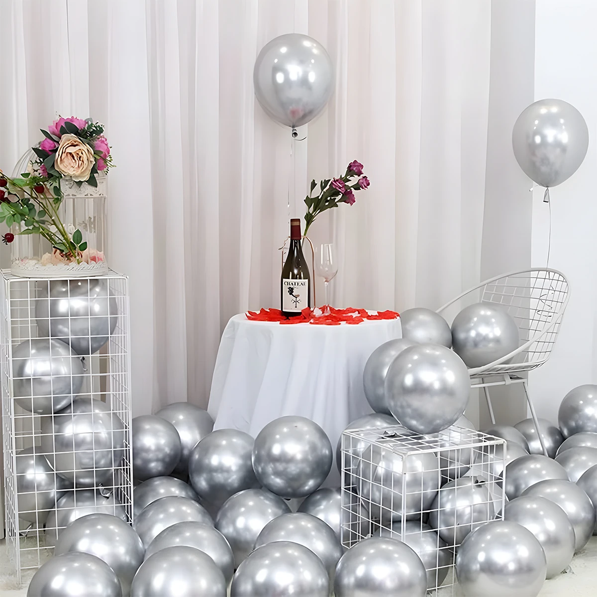 Ballons avec confettis dorés, 36 pièces, noir, or, argent, métal, pour remise de diplôme, mariage, anniversaire, décoration de fête préChristophe