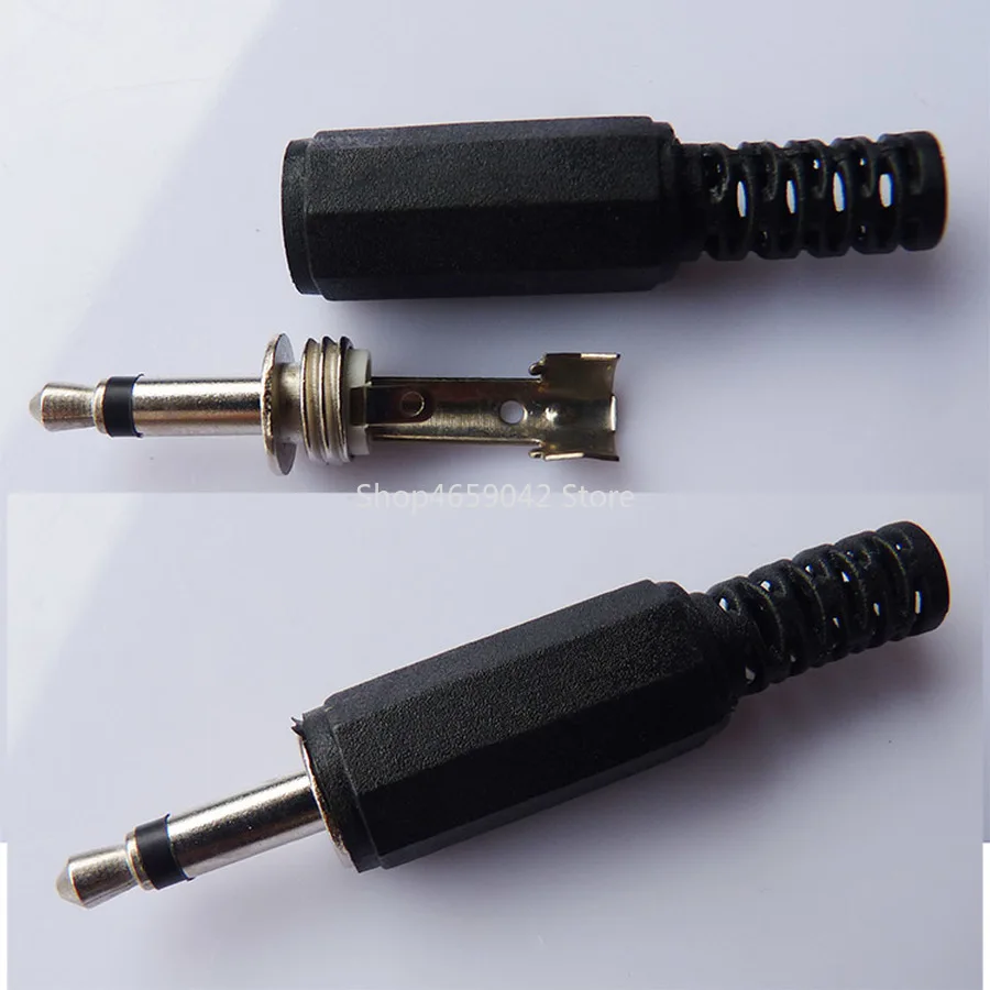 10pcs 3.5mm Audio Mono Channel Male Jack Plug 3.5 Mm Plugs for Phone Headset Welding Type Black