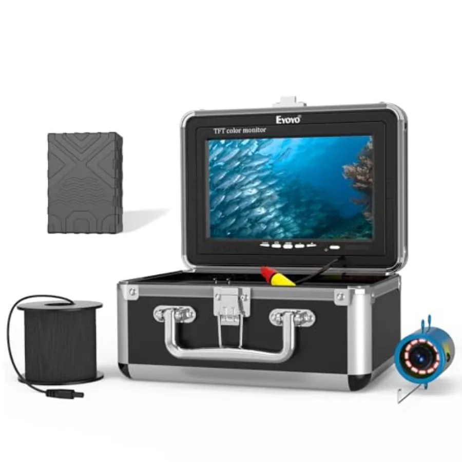 

Underwater Fishing Camera for ice fishing, lake, and boat use; PVC housing, black color; 1000TVL resolution, 7-inch LCD monitor