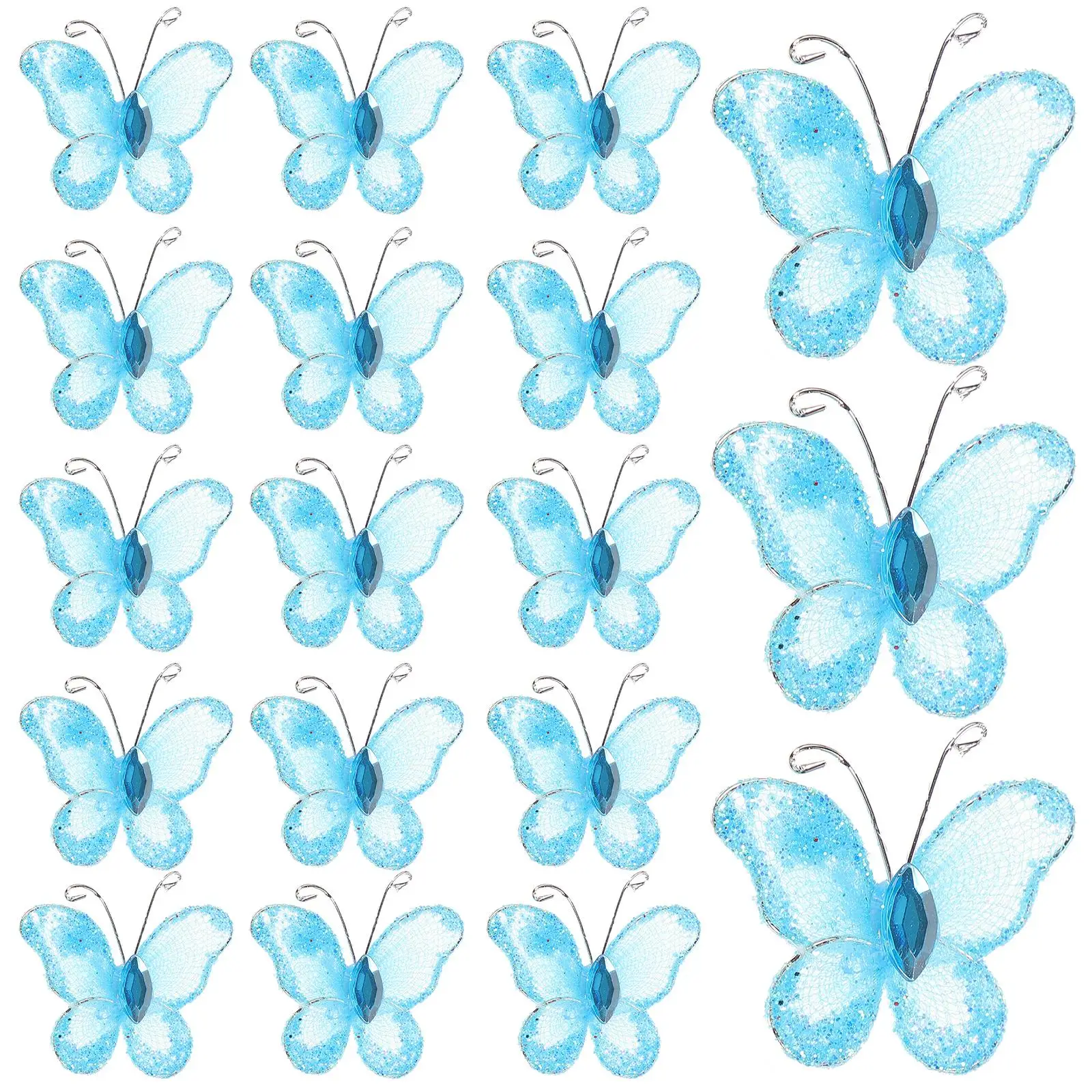 

50 Pcs Decorative Butterfly Electric Wire Glittering Wedding Favor Wired Baby Mesh