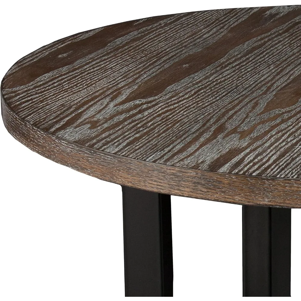 42 비스트로 바 테이블(탄화된 참나무 상판 및 검정색 금속 프레임 포함), 손님 4명 수용 가능