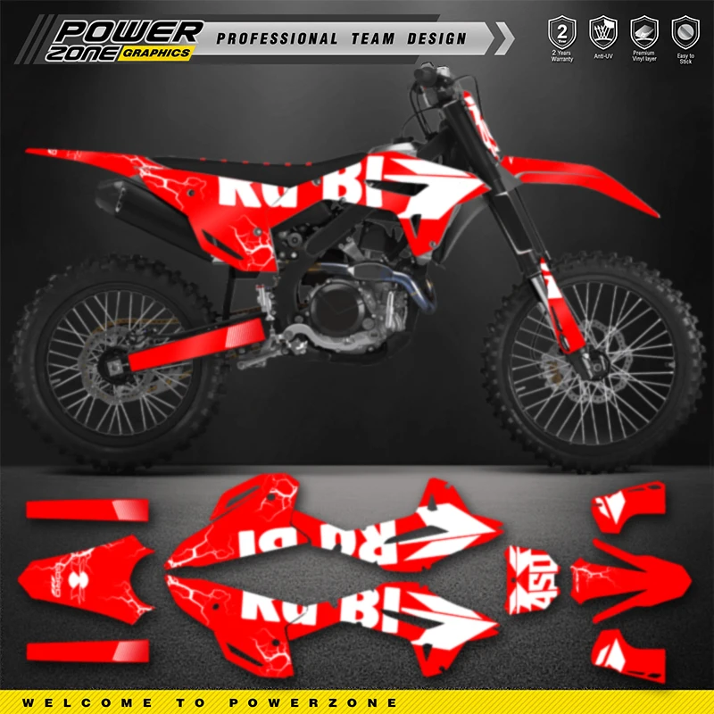 PowerZone Full Graphics Background Decals Stickers Kit For HONDA CRF450R 2021 2022 2023 CRF250R 2022 2023 2024 Motorcycle 24