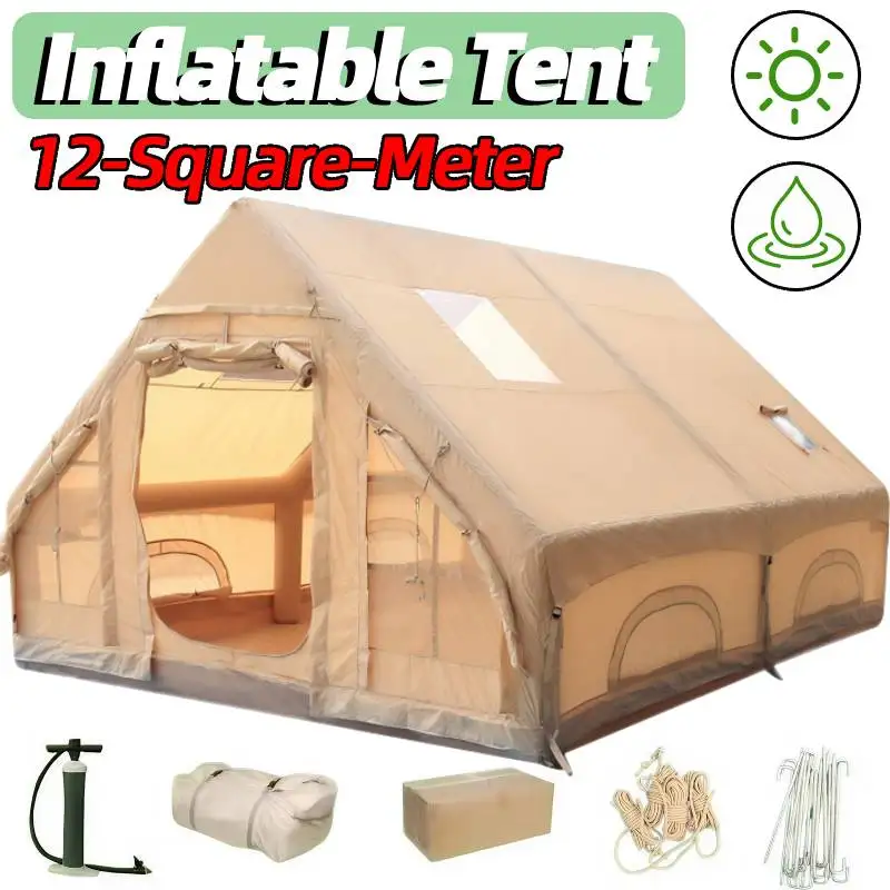 

Inflatable Tent with Skylight 12-Square-Meter Air Glamping Tents Sunproof Inflatable House Outdoor Camping Waterproof Tent