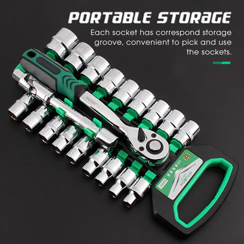 Socket Wrench 1/2  Adjustable Wrench Universal Spanner 22pcs 72 Teeth Socket Wrench Set Of Keys Socket Wrench Set Of Keys