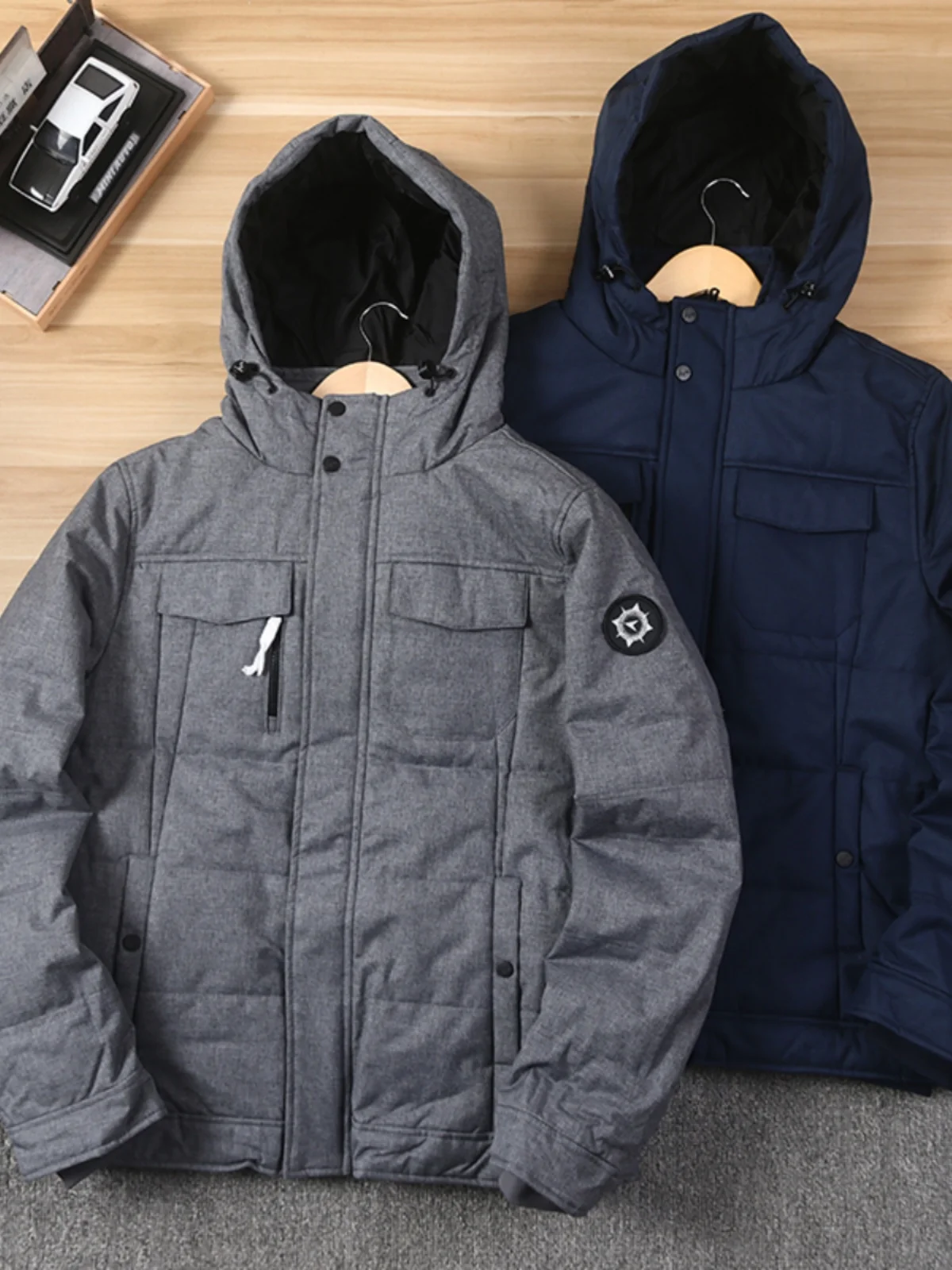 

Мужская модная хлопковая куртка с капюшоном и несколькими карманами, ветрозащитное пальто со стойкой, городское пальто обычной длины