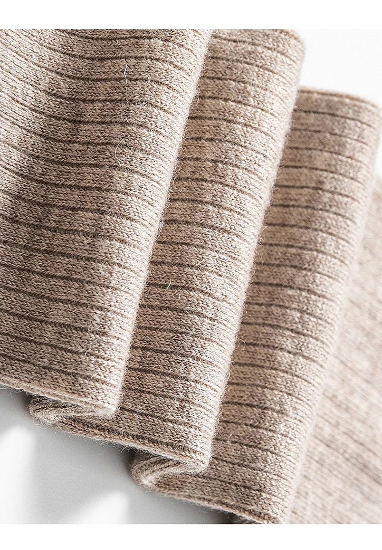 Wollmischung, knielange Socken für Damen, gestrickte, kniehohe Socken, gerippt, warm für den Winter, lässig, feines Garn, 1 Paar, weiche Strümpfe, ideal für die Feiertage. – Detail 15