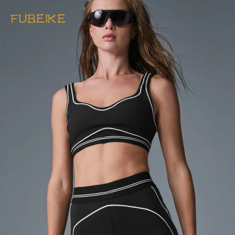 

FUBEIKE Women's Tracksuit Nude Feel Training Clothes With Chest Pad Tight Pilates Two-Piece Fitness Female Yoga Sports Set