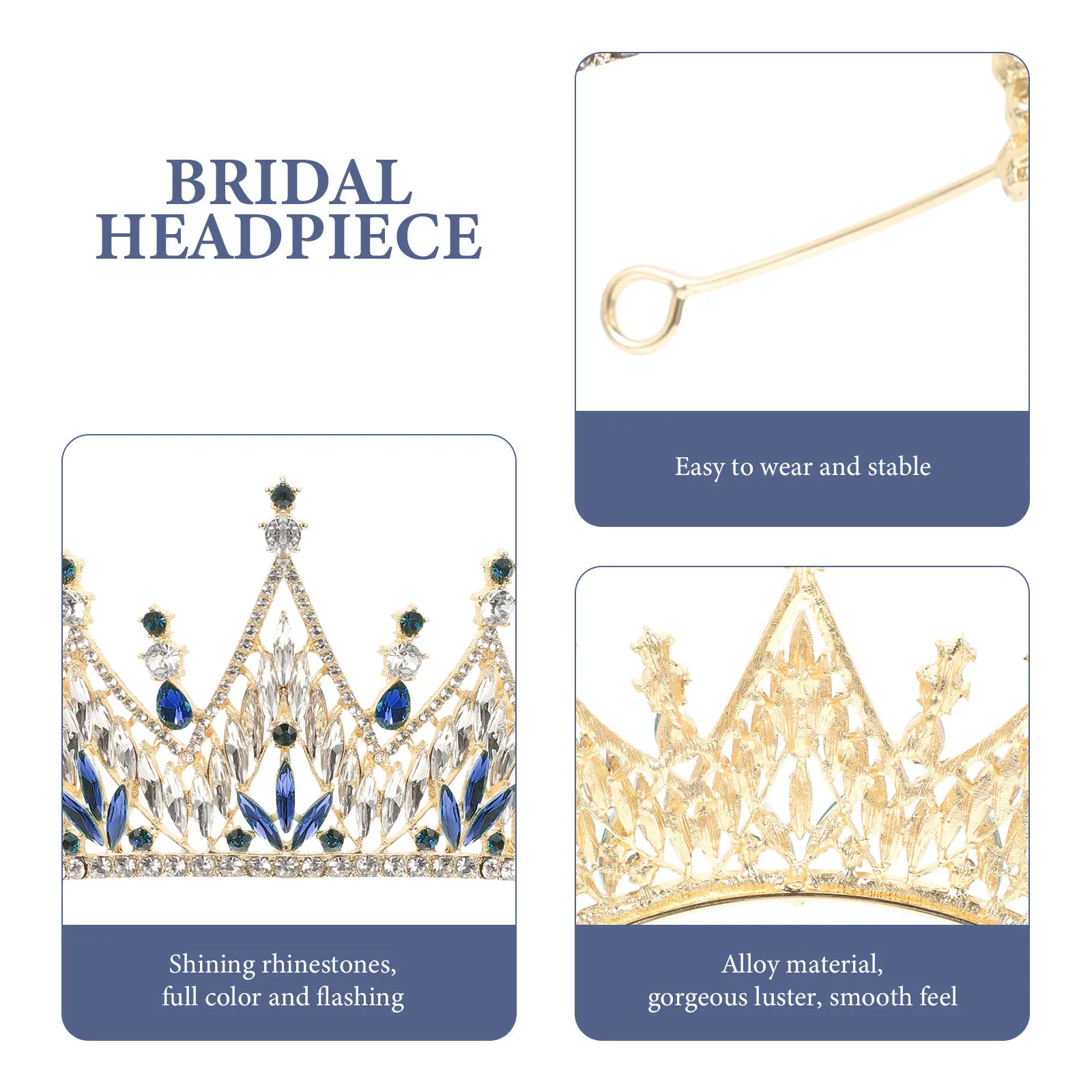 Bride Crown Rhinestone Wedding Bridal Tiara Elegant Lightweight Headdress for Bride Prom Banquets Hair Accessories