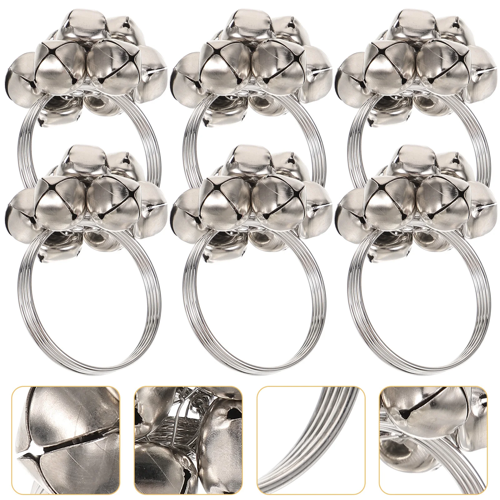 

6 шт., кольца-колокольчики, набор рождественских колец для салфеток, рождественская пряжка для салфеток, декор свадебного стола, держатель для салфеток, обеденное украшение