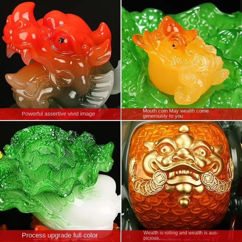 Feng Shui Lucky Pixiu Ornaments Jade Cabbage Office Table Living Room Wine Cabinet Decor