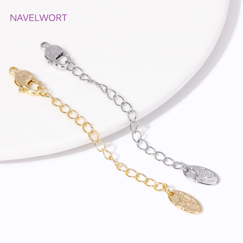 

Карабин с удлинительной цепочкой Цепочка-удлинитель с позолотой 18K и застежкой-карабином, коннекторы для удлинения цепочек, для создания украшений своими руками, материалы для изготовления ожерелий.