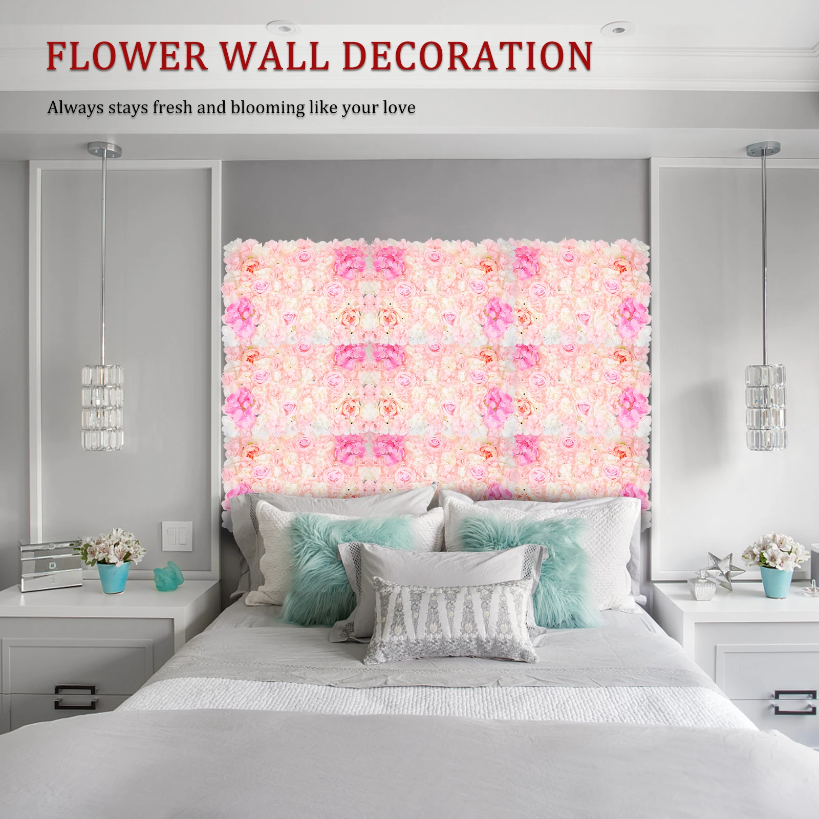 

Artificial Flower Wall Decor Simulation Plants Pink Wedding Home Office Garden Party Valentine Fake Flowers Wall Art Plastic