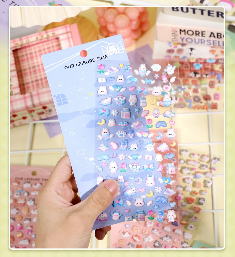 New Cartoon Cute Animal Foam Material Stickers – Puffy Stickers, 3D DIY Decorations for Phone Cases