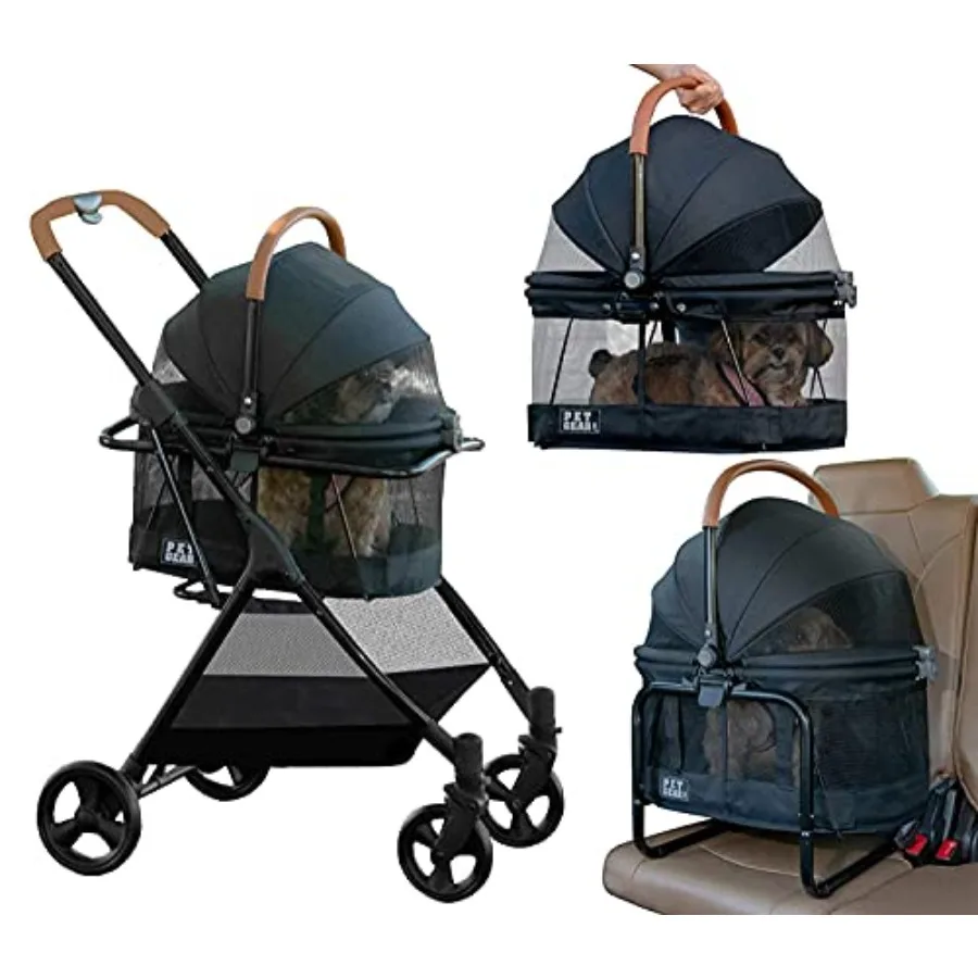 

3-in-1 Travel System for Small Dogs Cats: Stroller Converts to Carrier and Booster Seat with Easy Click N Go Technology, Vermon