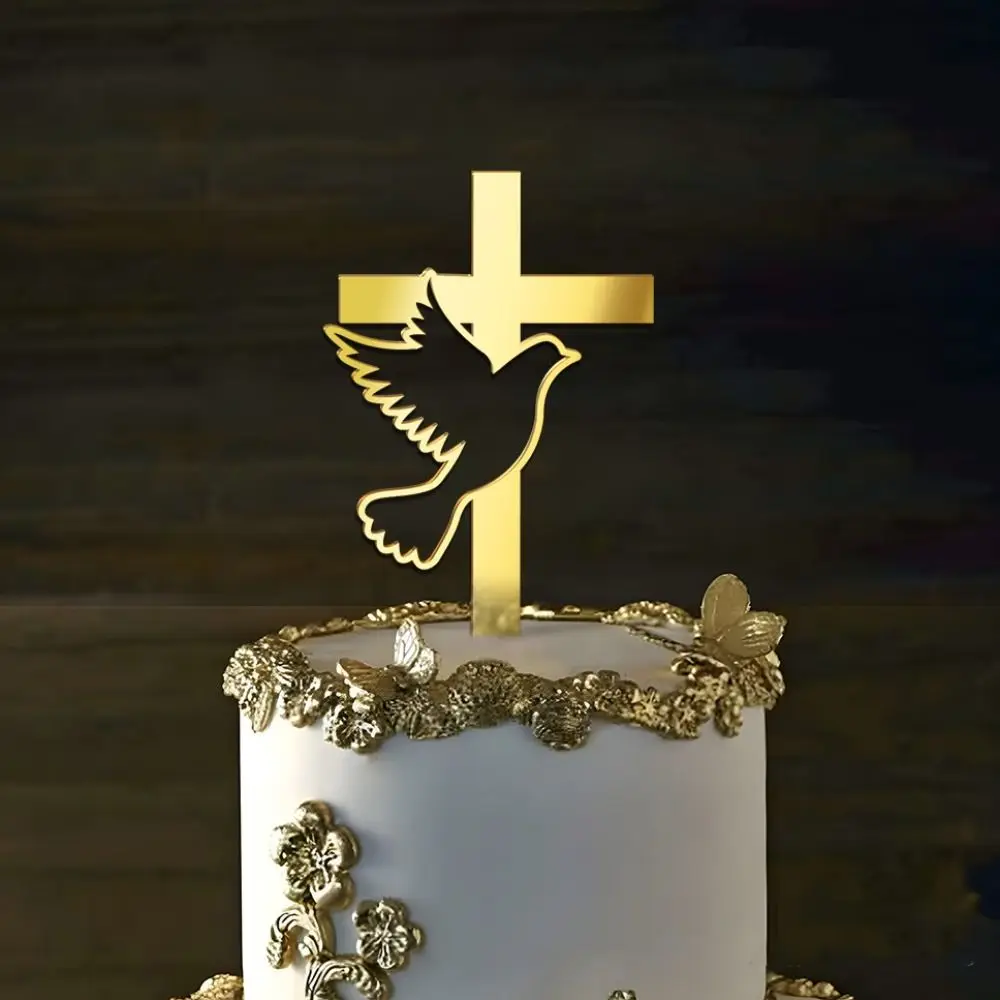 Cross Sun Style Acrylic Baking Cake Insert DIY Creative Cross Cake Topper Gold Cake Decoration Wedding