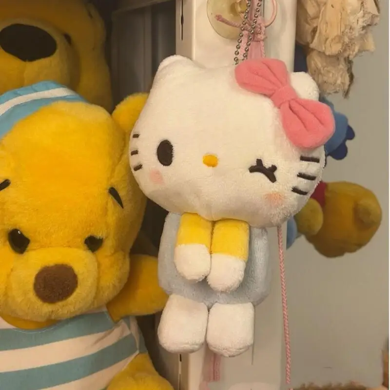 Sanrio Speechless Blink Hello Kitty Plush Pencil Case Hanging Ornaments Car Keychain Clothing Decoration Friend's Birthday Gift