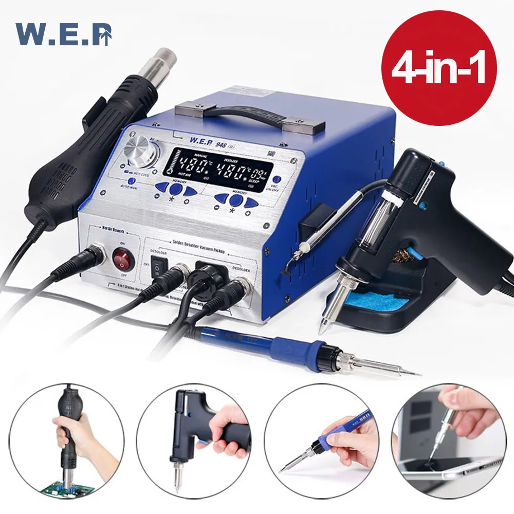 WEP 948-II Rework Station  Hot Air Gun Sucker Tin Gun Soldering Iron Suction Pen Soldering Station 3 in 1 BGA Welding Station