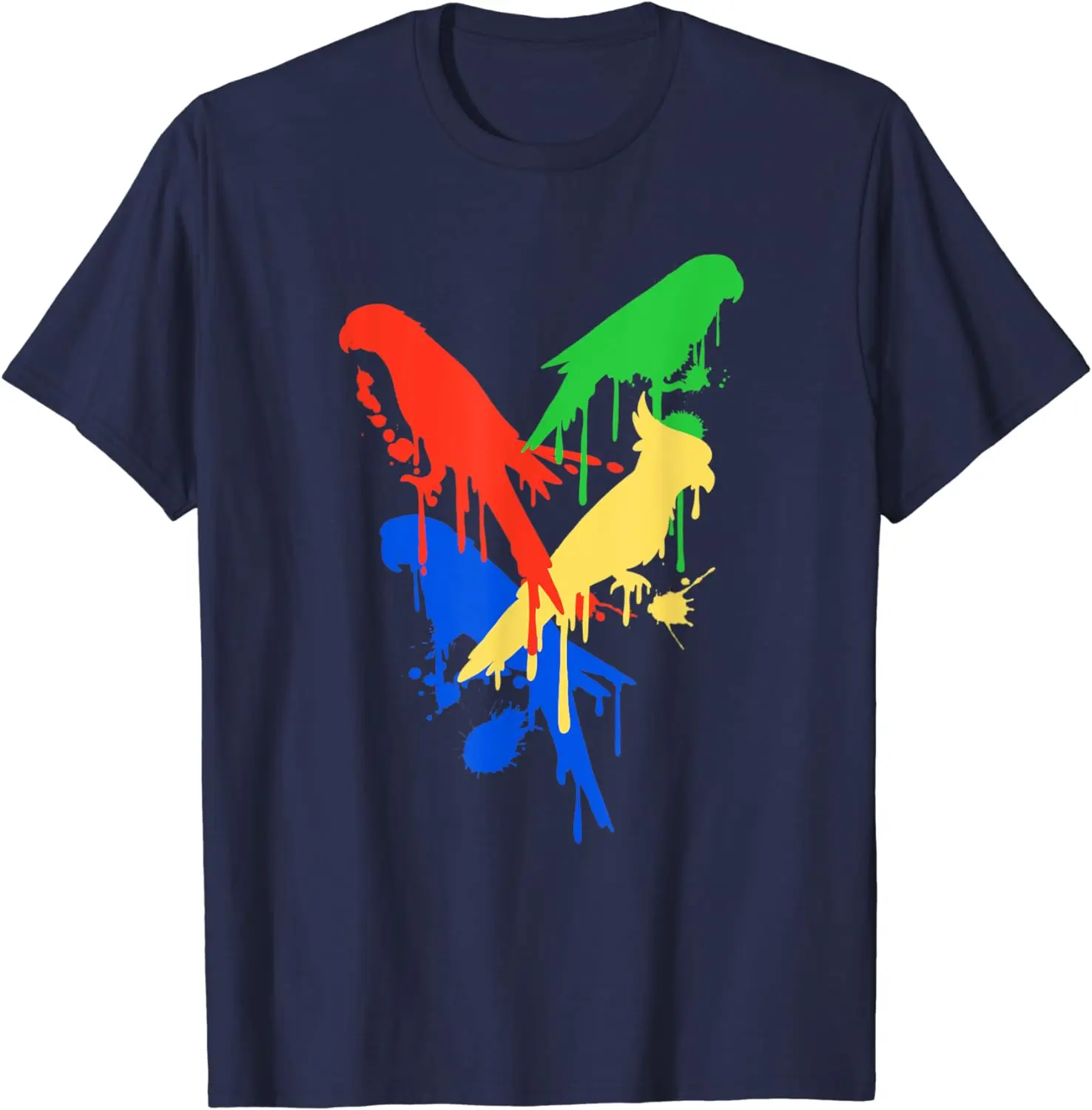 2024 New Trendy Colorful Animal Gift Shirt Oil Painting Pet Parrot Bird T-shirt