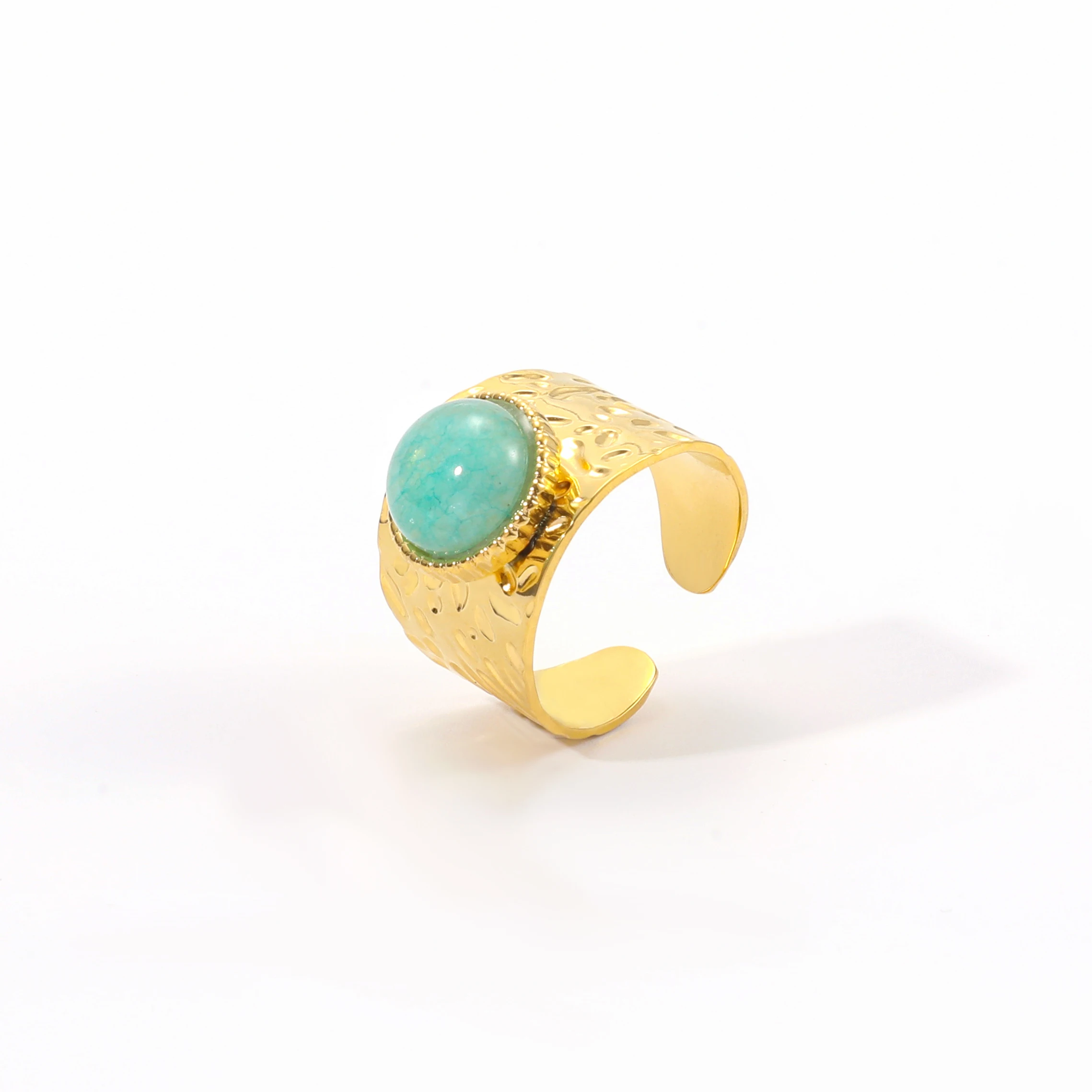 Fashion Stainless Steel Natural Stone Green Turquoise Malachite Ring Women Bohemian Stylish Big Summer Jewelry For Her Gift 2026