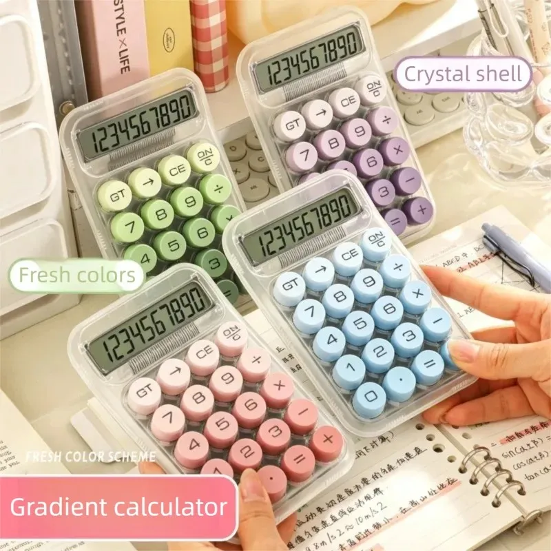 Transparent Gradient Color Calculator Round Keys Office Large Screen Electronic Calculator 10 Digit Specific Calculator SXJXYJ01