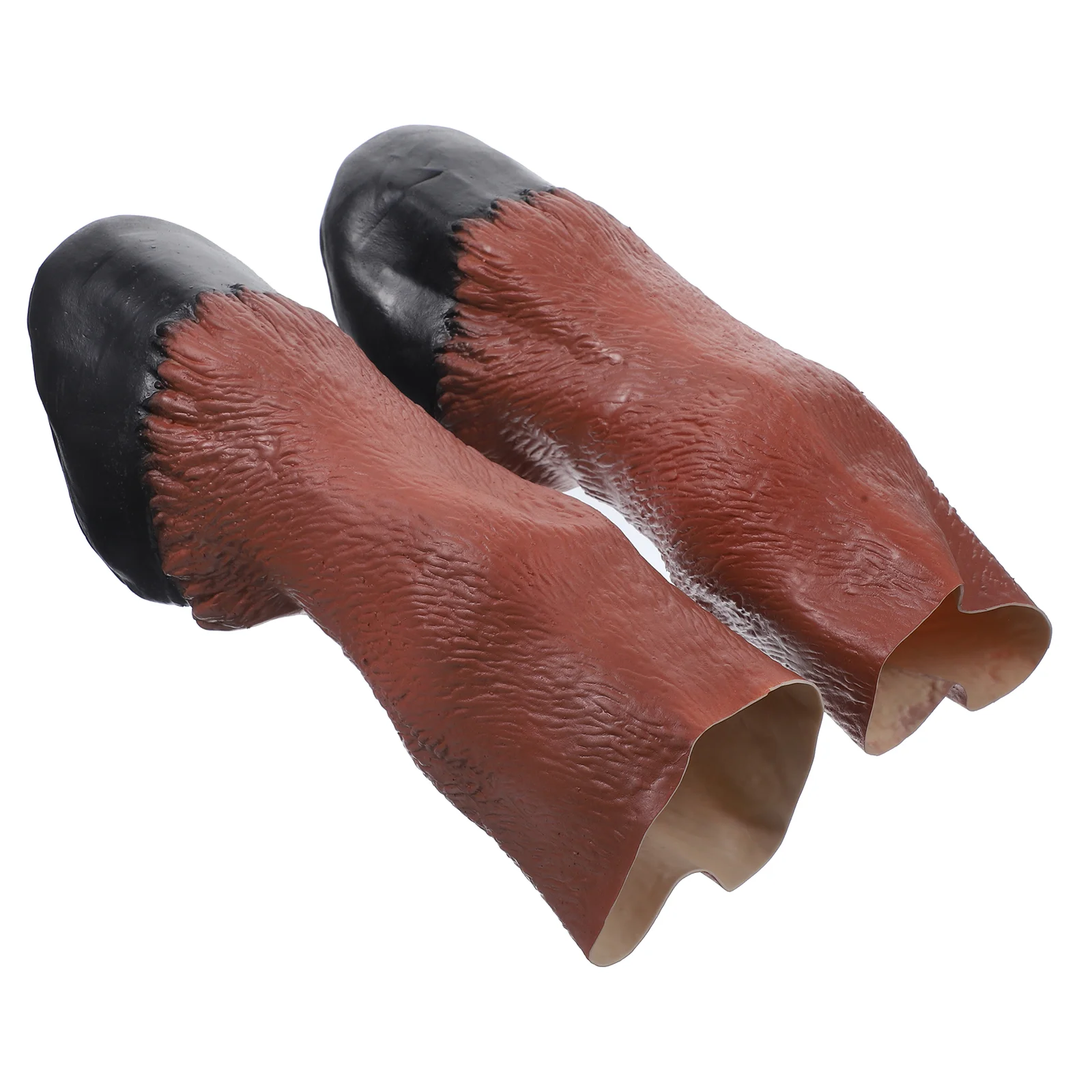 1 Pair Latex Rubber Horse Hooves Gloves Animal Glove Halloween Party Adult Costume Props (Light Brown)