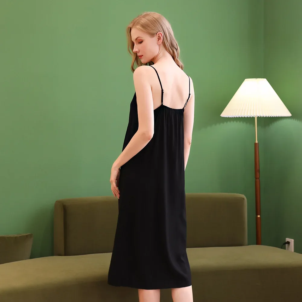 جديد بلا أكمام ملابس النوم القطن فستان النوم مثير المرأة فستان النوم ثوب النوم غير رسمي الدانتيل تقليم ملابس نوم فضفاضة المنزل روب للنوم #2