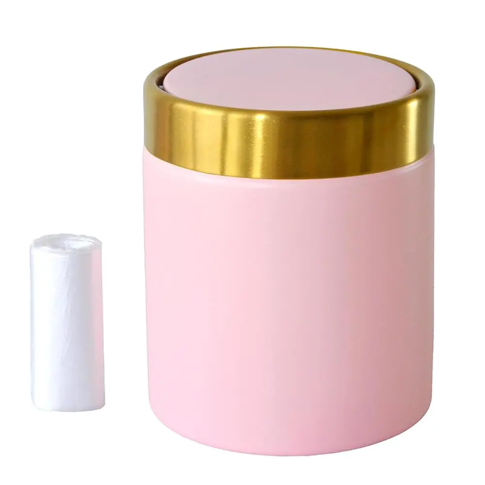 

Розовое мини-мусорное ведро для столешницы с крышкой – Металлическое компактное ведро для макияжа с откидной крышкой, 1,5 л / 0,40 гал.