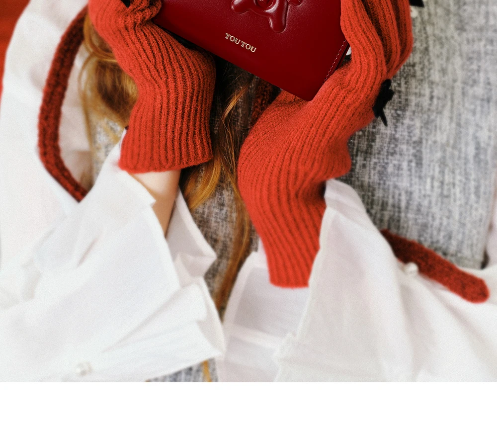 Toutou Red New Cowhide Wallet, ein leichter, kompakter roter Karten- und Münzbeutel, kleiner Damen-Geldbeutel, Kartenhalter, Caibu-Kartenetui – Detail 8